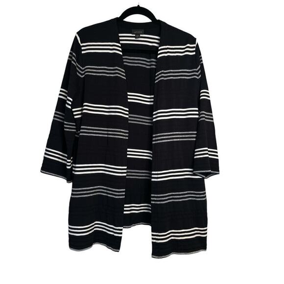 J. Jill Women's Open Front Stripe 3/4 Sleeve Stretch Cardigan Sweater Size PXL - Picture 2 of 8